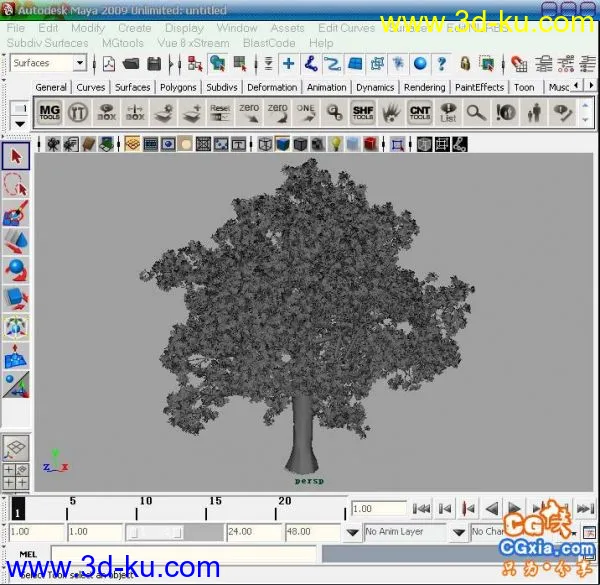 10棵maya精致高模的树（附加材质贴图）模型的图片6