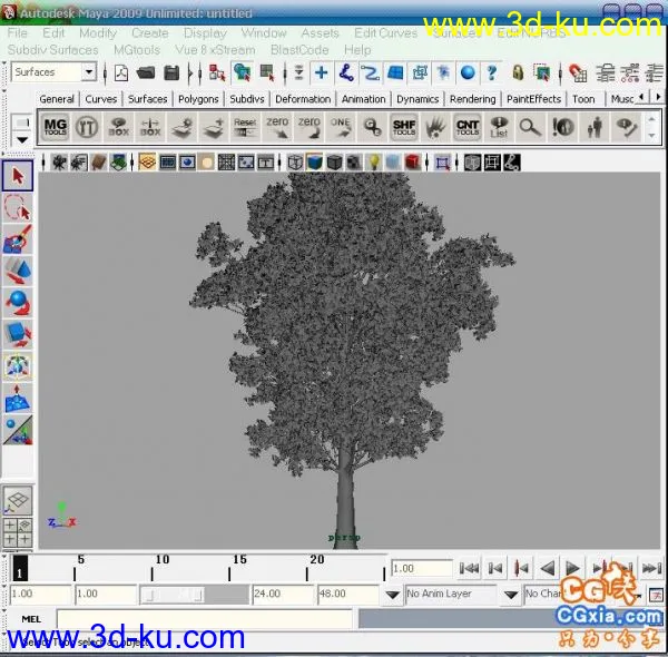 10棵maya精致高模的树（附加材质贴图）模型的图片7