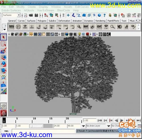 10棵maya精致高模的树（附加材质贴图）模型的图片9