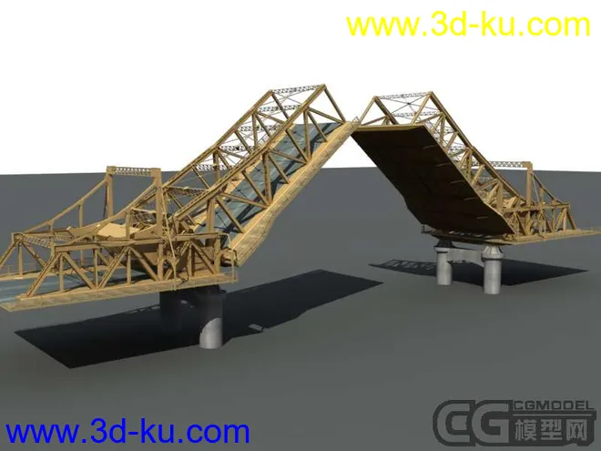 自己做的一座金刚桥 有贴图和简单动画模型的图片1