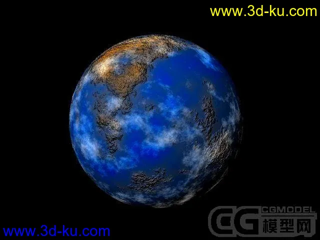 maya内部纹理制作的地球模型的图片1