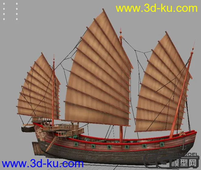 中国海盗船模型带贴图MAYA2008文件，2048贴图，绝对原创的图片1