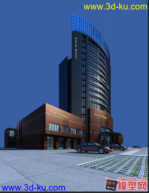 现代15层办公楼模型的图片1