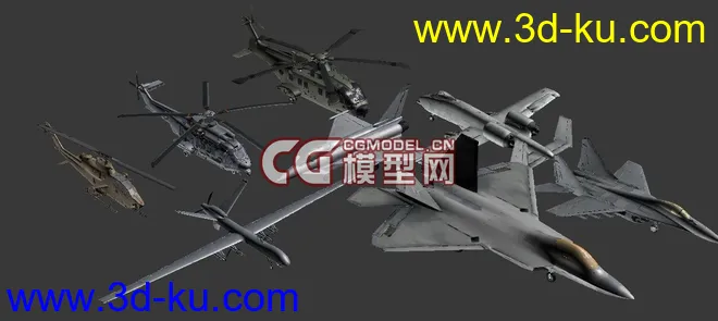 一套游戏用军事模型合集（集合了装甲车、飞机、军舰和航空模型）的图片3