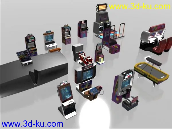 跳舞机等游戏厅电玩3dmax模型组下载，一共14个电器，带贴图的图片1
