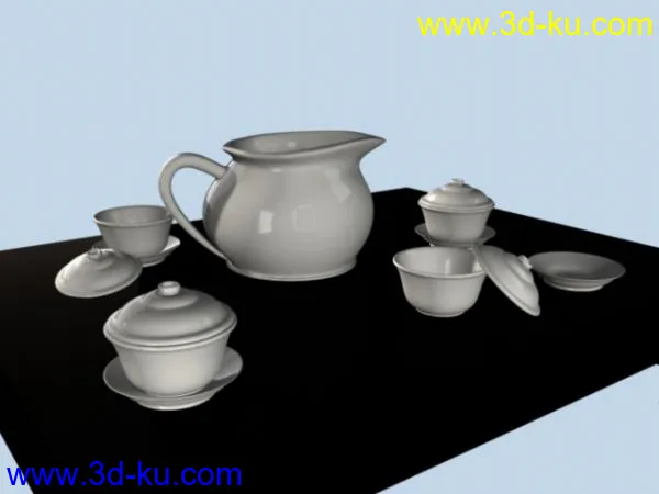 一套茶杯有材质灯光模型的图片1