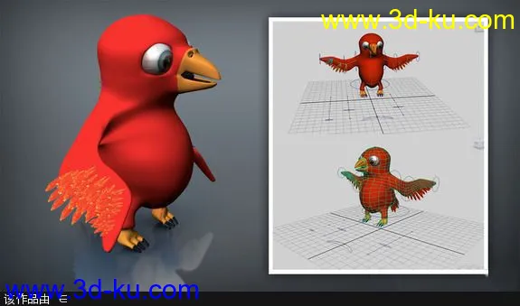 超卡哇伊的小鸟，带贴图，带骨骼，带控制器模型的图片1