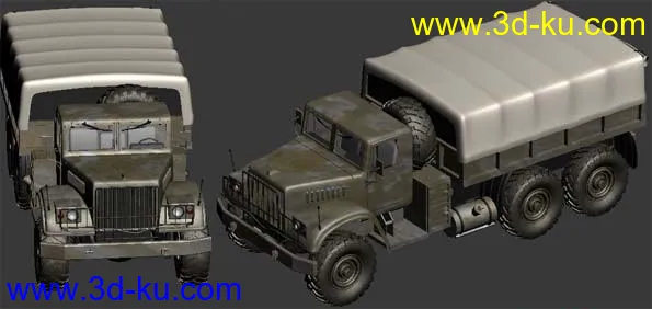 3D交通工具模型,俄罗斯Kraz 255 B军事卡车模型的图片1