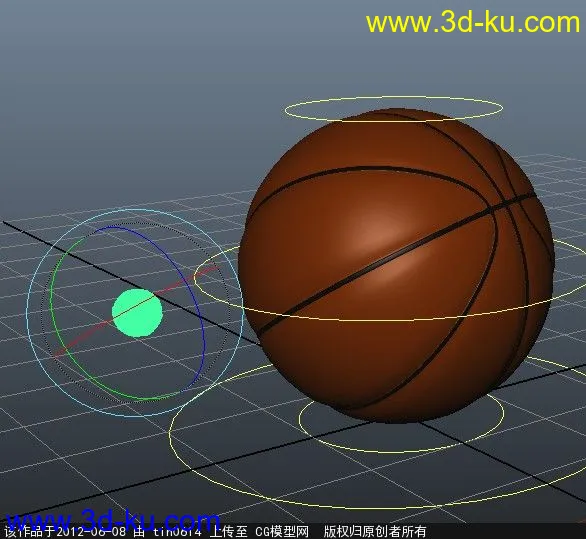 一个篮球的绑定。有球体自身转动。模型的图片1