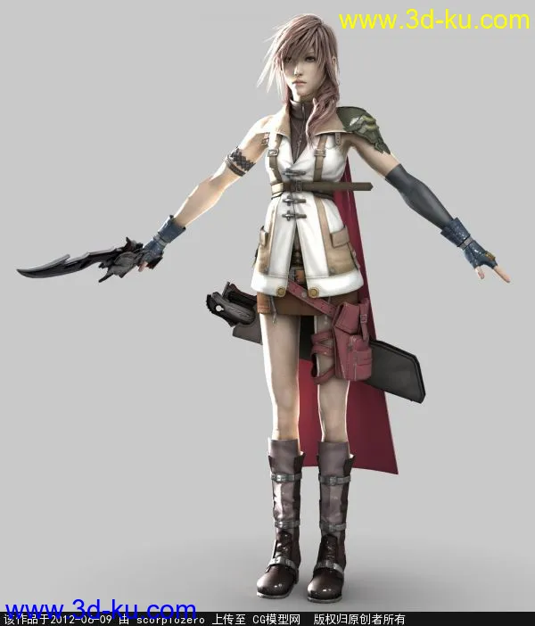 最终幻想13 女主角 OBJ格式带贴图模型的图片1