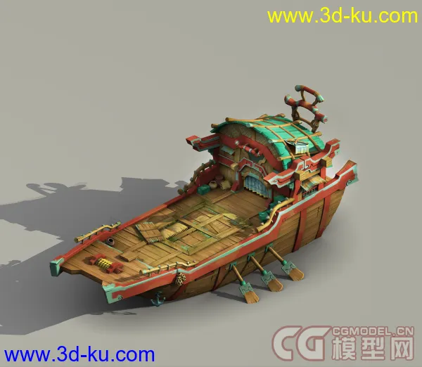2.5D场景模型古代船模型的图片1