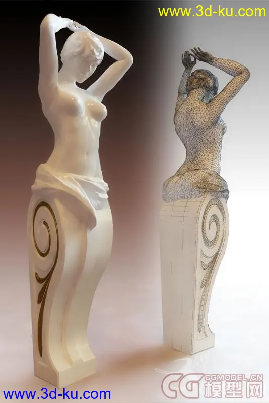 欧式雕塑构件(女像)(奥运庆祝贴十四)模型的图片1