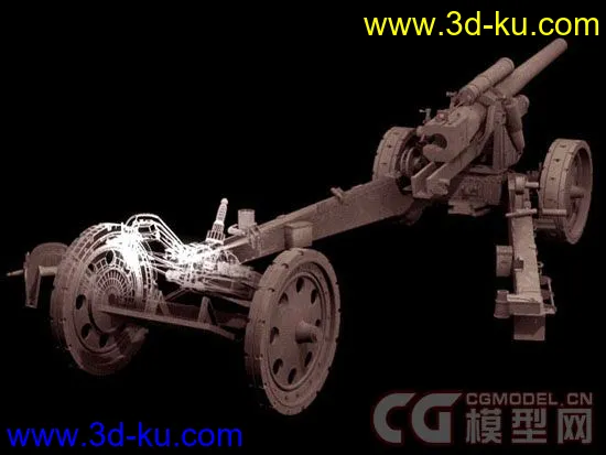 老式滑膛炮3D模型的图片1