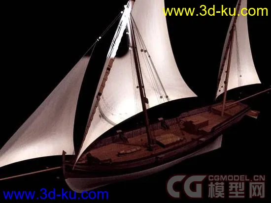 老式的双桅帆船模型的图片1