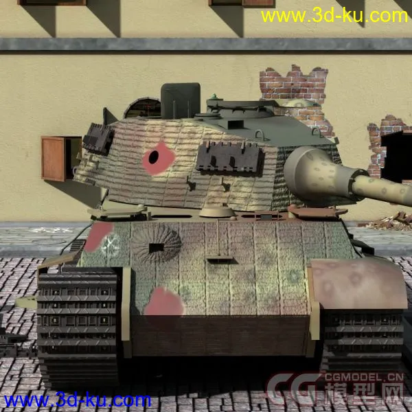 被击毁的坦克四辆 M4A1 Panther Tiger King Tiger(更新加一辆)模型的图片1