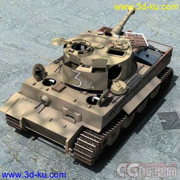被击毁的坦克四辆 M4A1 Panther Tiger King Tiger(更新加一辆)模型的图片5