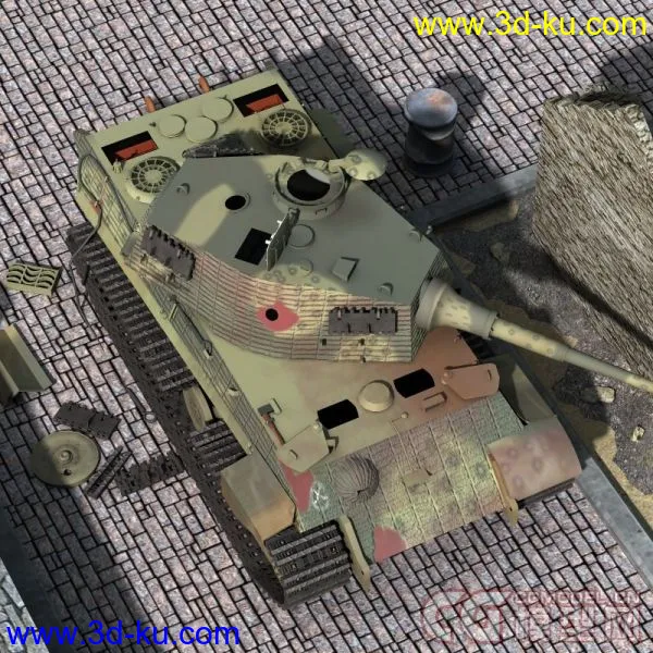 被击毁的坦克四辆 M4A1 Panther Tiger King Tiger(更新加一辆)模型的图片9