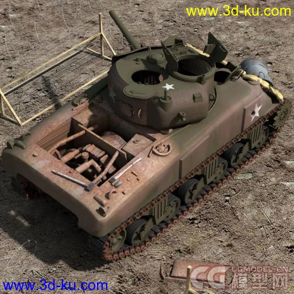 被击毁的坦克四辆 M4A1 Panther Tiger King Tiger(更新加一辆)模型的图片12