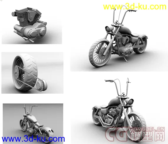 自己做的比较精细的哈雷摩托车。模型的图片3