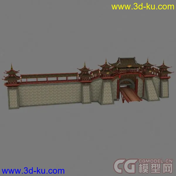 剑三 扬州城门模型带贴图的图片1