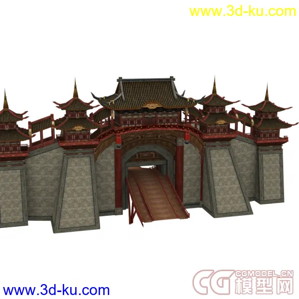 剑三 扬州城门模型带贴图的图片2