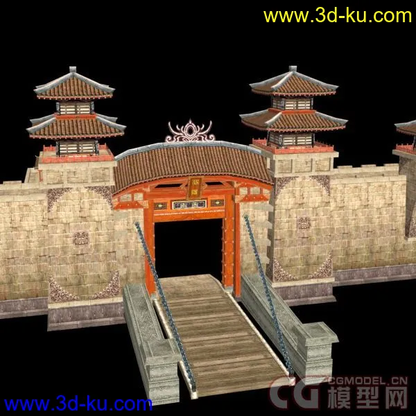 剑三 洛阳城门带贴图模型的图片1