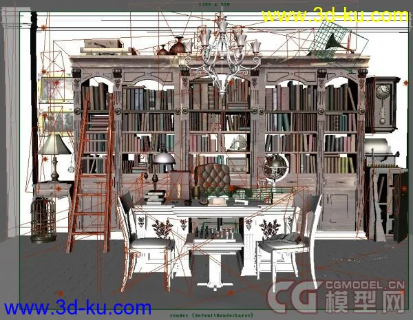超经典欧式古典书房，贴图齐全模型的图片2
