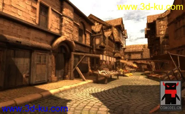 Medieval Market Place中世纪小镇市场模型的图片2