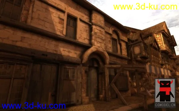 Medieval Market Place中世纪小镇市场模型的图片3