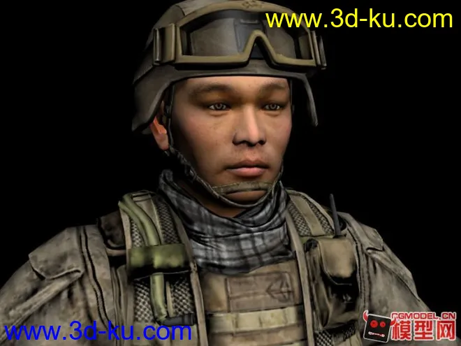 一个亚洲士兵模型，MAX和MAYA格式，分别带绑定的图片5