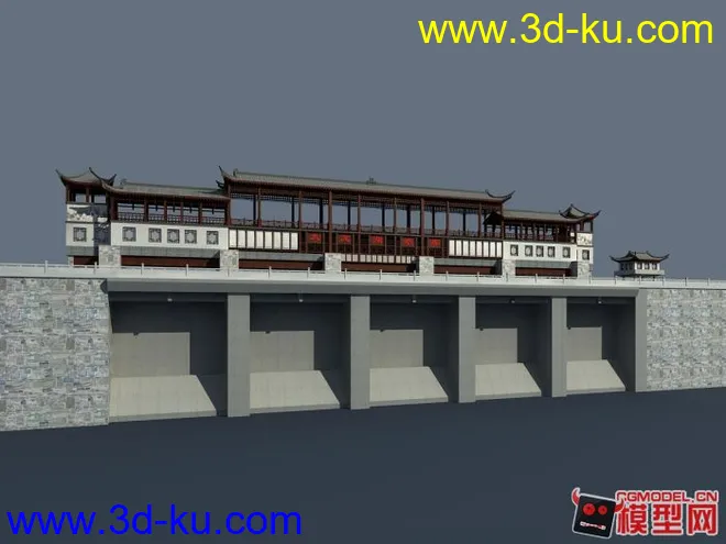 模型下载   中式水坝------max2011制作带贴图的图片1