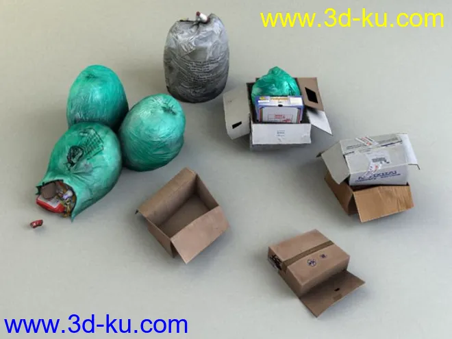 3DMAX模型-垃圾袋。纸箱的图片2