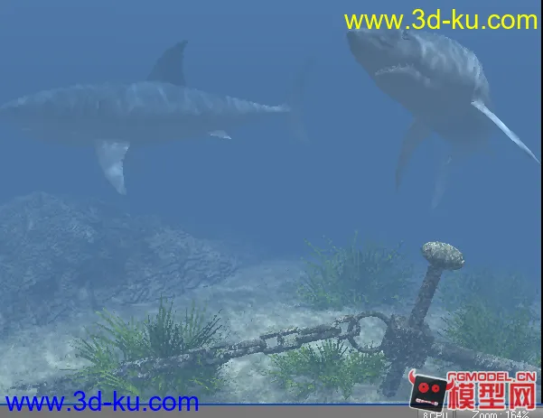 海底鲨鱼场景--分享模型的图片3