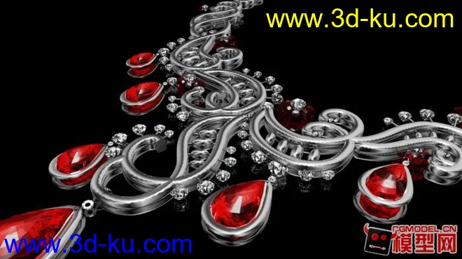 钻石 项链 红宝石 下载 免费模型的图片3