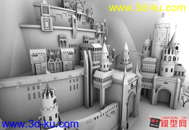 山崖城堡城市模型下载的图片1