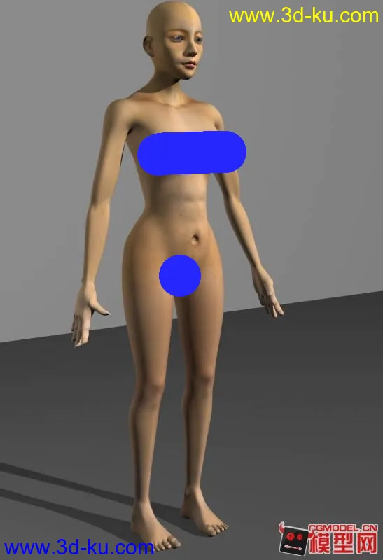 裸女模型，分UV，带贴图，欢迎指导！的图片1