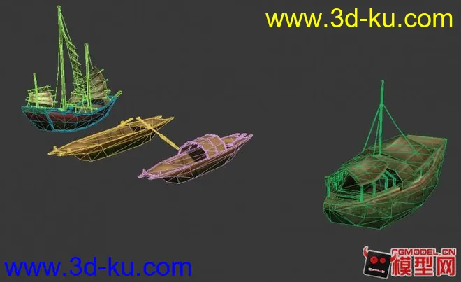 4条小船的模型的图片2