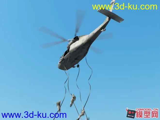 黑鹰直升机空降场景模型的图片1
