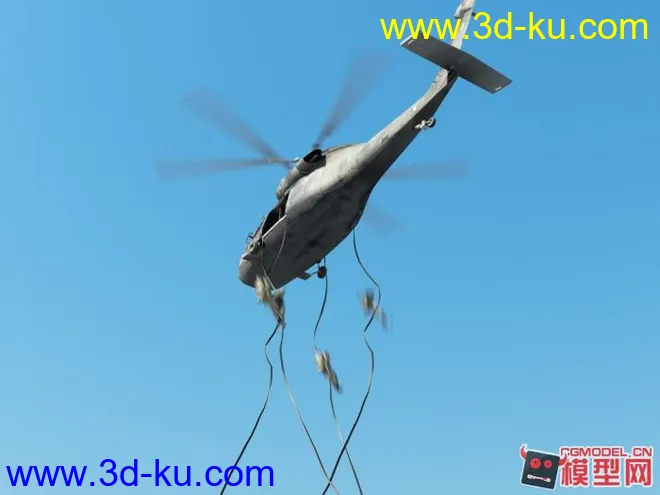 黑鹰直升机空降场景模型的图片2