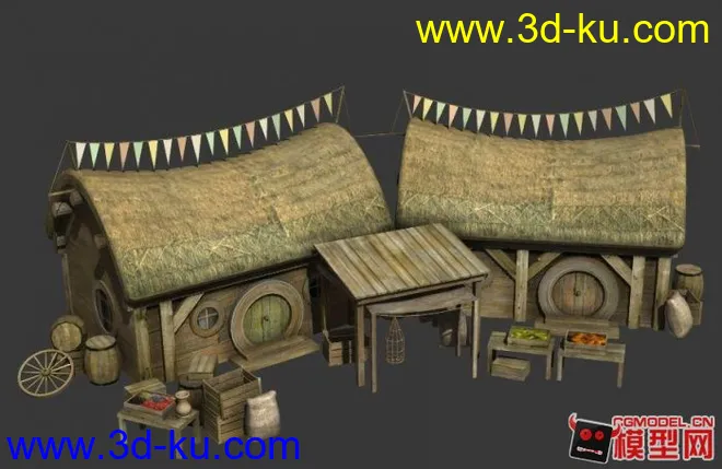 一套欧洲中世纪游戏房屋 模型下载的图片7