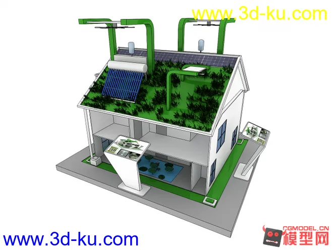 科技小屋模型下载 环保小屋 绿色小屋 环保建筑的图片1