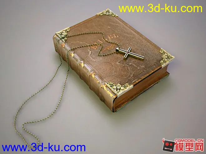 古老的书 十字架项链模型的图片1