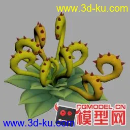 高模Q版小型植物，（原创）霸王花，刺棘草.风车花.瓶子草模型的图片1