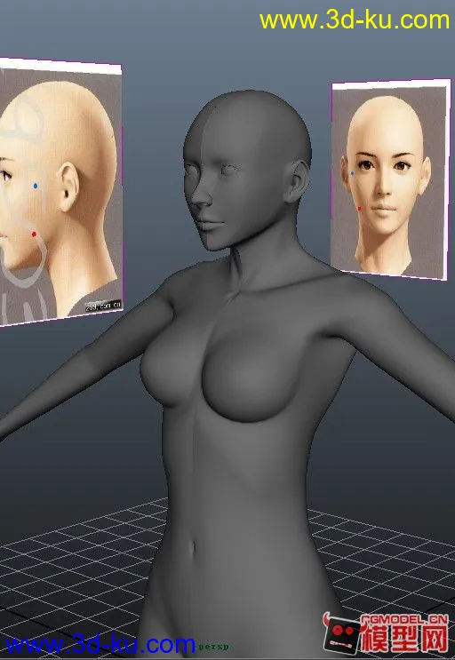 布线参考 女性人体 maya 模型 下载的图片1