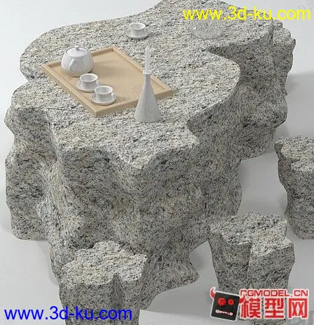 花岗岩石凳 高模模型的图片1