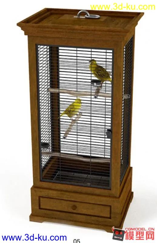 鹦鹉 黄丽  鸟笼模型的图片2