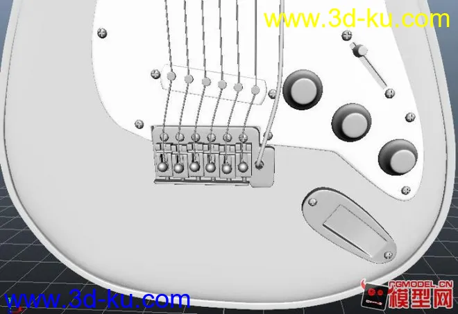 黑白电吉他模型，下载，有OBJ格式和MAYA通用格式的图片3