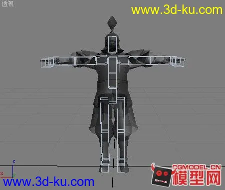 3DMAX 红色盔甲中国武将 绑定模型的图片3