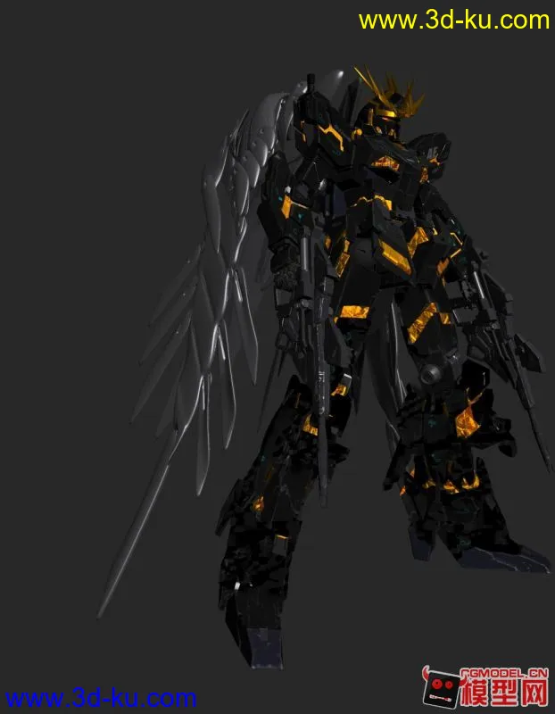 3DMAX 黑色有翼机甲（报丧女妖+00飞翼，有爱自取） 机械模型的图片1