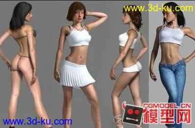 高精女人模型(带骨骼绑定表情动画)的图片1